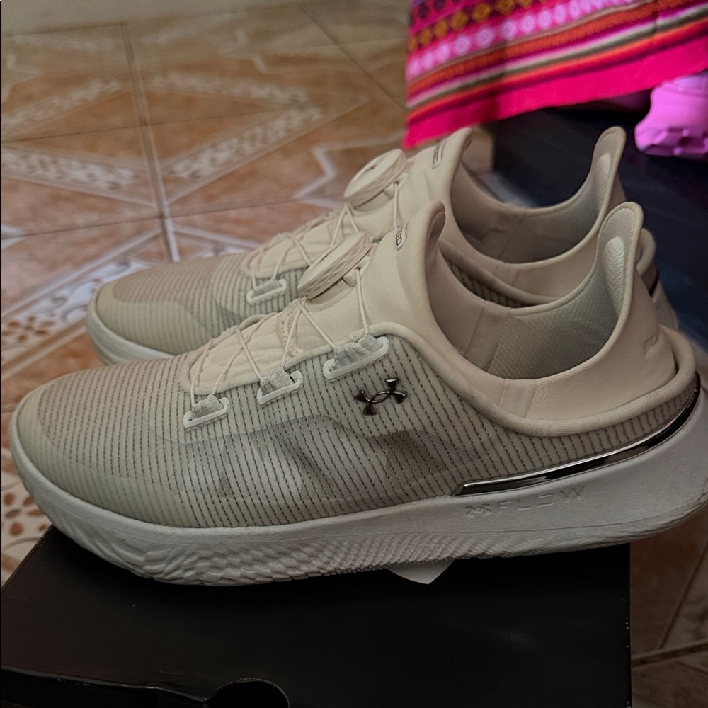 Under Armour Light Beige Knit Trainer Sneakers